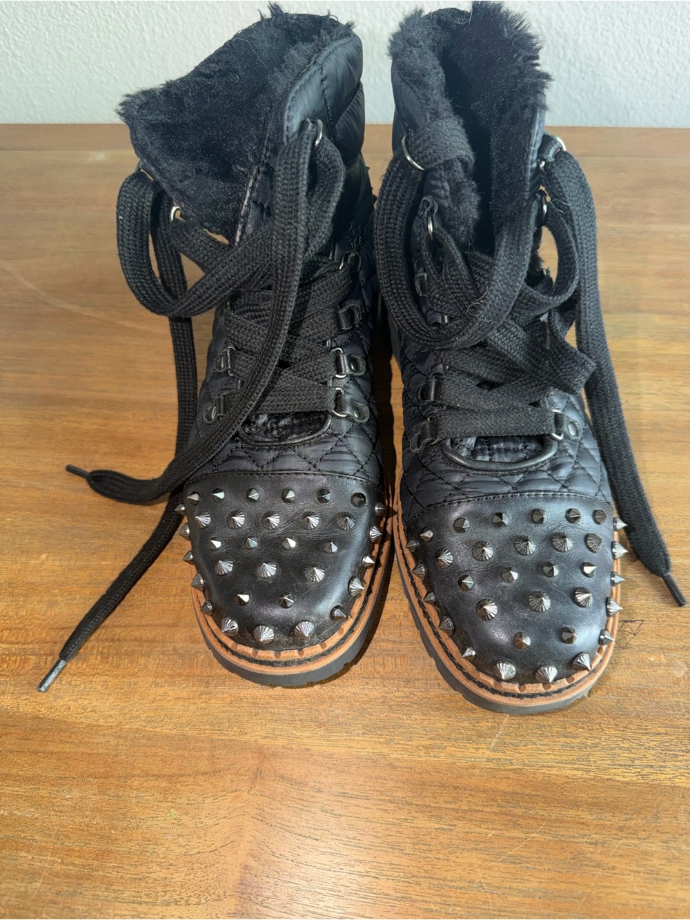 Sam Edelman Black Studded Lace-Up Ankle Boots